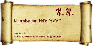 Nussbaum Máté névjegykártya